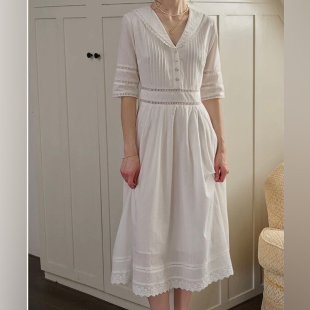 Simple Retro  FIONA COTTON MIDI DRESS
